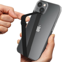 Sinjimoru Silikon Handy Halterung für Finger mit Clip, Handy Fingerhalter für Handyhülle iPhone Fingerhalter Phone Strap Fingerhalterung für iPhone & Android. Sinji Loop Clip 210 Schwarz